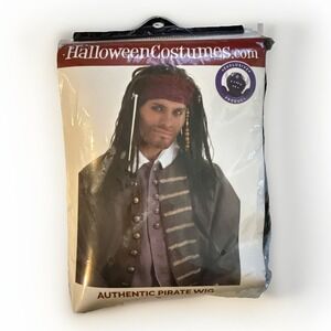 Authentic Pirate Wig Halloween Costume Jack Sparrow 123279 Black New